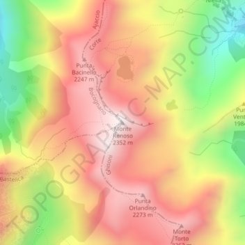 Monte Renoso topographic map, elevation, terrain