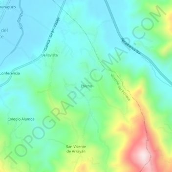 Zhizho topographic map, elevation, terrain