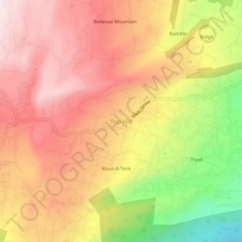 Top Hill topographic map, elevation, terrain