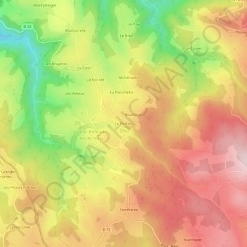 Le Pecher topographic map, elevation, terrain