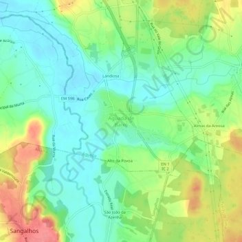 Aguada de Baixo topographic map, elevation, terrain