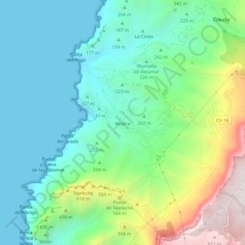 Alojera topographic map, elevation, terrain