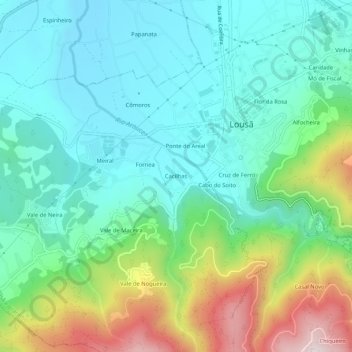 Cacilhas topographic map, elevation, terrain