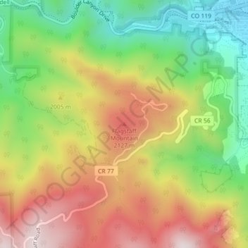 Flagstaff Mountain topographic map, elevation, terrain