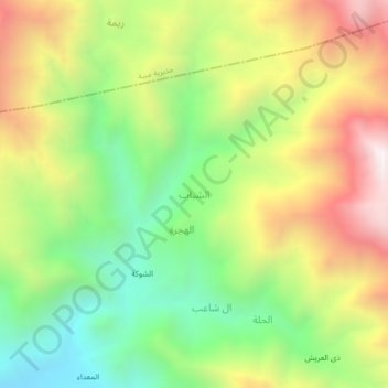 Ash Shibab topographic map, elevation, terrain