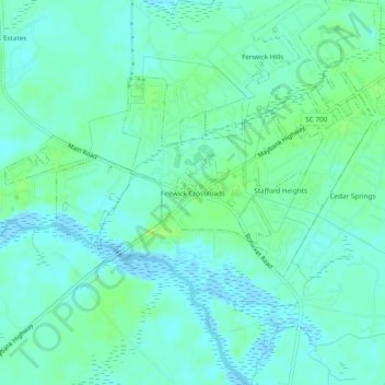 Fenwick Crossroads topographic map, elevation, terrain