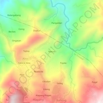 Mati-e topographic map, elevation, terrain