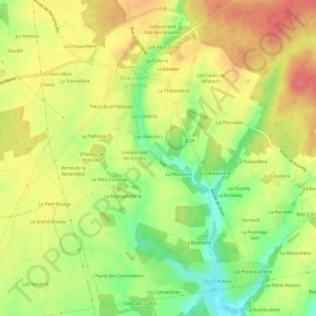 La Mondinerie topographic map, elevation, terrain