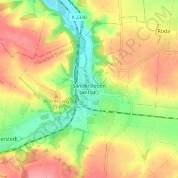 Sandersleben (Anhalt) topographic map, elevation, terrain