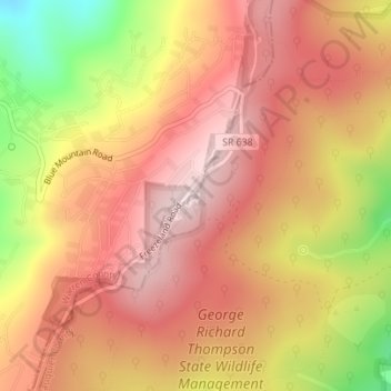 Blue Mountain topographic map, elevation, terrain