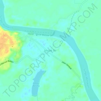 Melak Ilir topographic map, elevation, terrain
