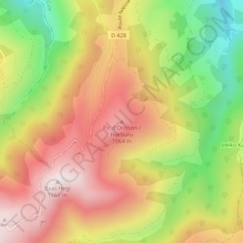 Pic d'Orisson / Harburu topographic map, elevation, terrain