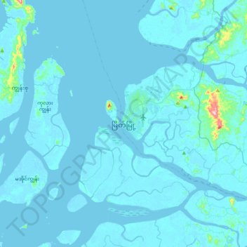 Myeik topographic map, elevation, terrain