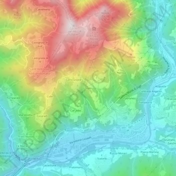 Tiglio topographic map, elevation, terrain