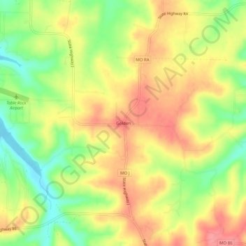 Golden topographic map, elevation, terrain