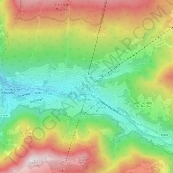 Ortisei topographic map, elevation, terrain