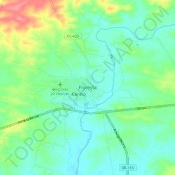 Floresta topographic map, elevation, terrain