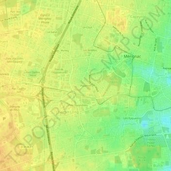 Pouchon topographic map, elevation, terrain