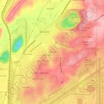 Oak Park topographic map, elevation, terrain