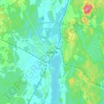 Alvesta topographic map, elevation, terrain
