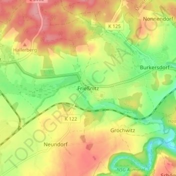 Frießnitz topographic map, elevation, terrain