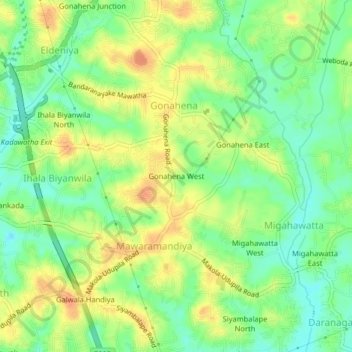 Gonahena West topographic map, elevation, terrain