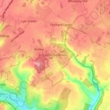 Leyhill Common topographic map, elevation, terrain