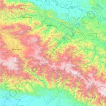 Distrik Yahuliambut topographic map, elevation, terrain