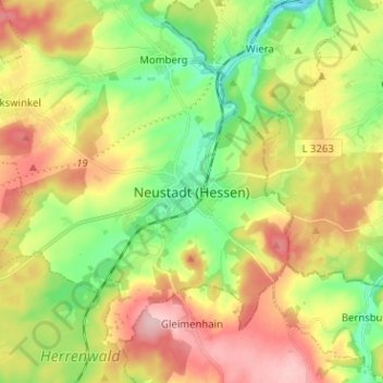 Neustadt (Hessen) topographic map, elevation, terrain