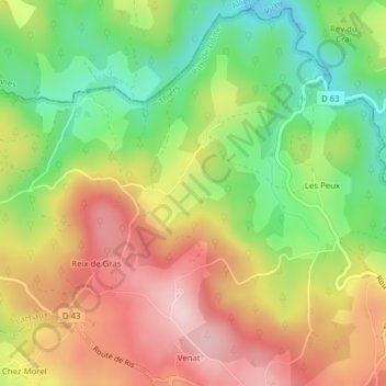 Le Faux topographic map, elevation, terrain
