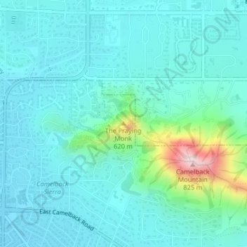The Praying Monk topographic map, elevation, terrain