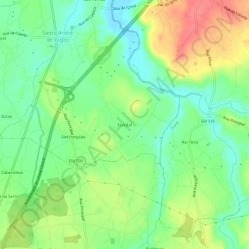Ervedal topographic map, elevation, terrain