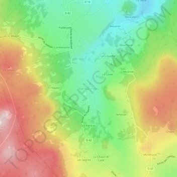 Recharinges topographic map, elevation, terrain