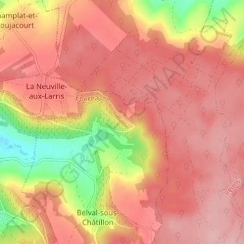 Paradis topographic map, elevation, terrain