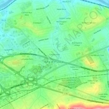 Cannon Run topographic map, elevation, terrain