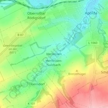 Herressen topographic map, elevation, terrain