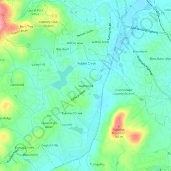 Westwood topographic map, elevation, terrain