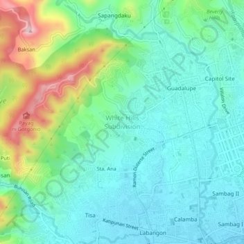 White Hills Subdivision topographic map, elevation, terrain