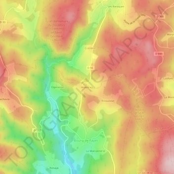Ardennes topographic map, elevation, terrain