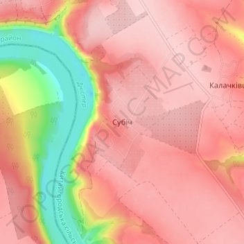 Subich topographic map, elevation, terrain
