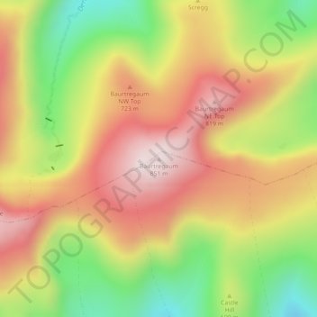 Baurtregaum topographic map, elevation, terrain