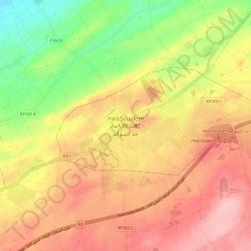 Had Soualem topographic map, elevation, terrain