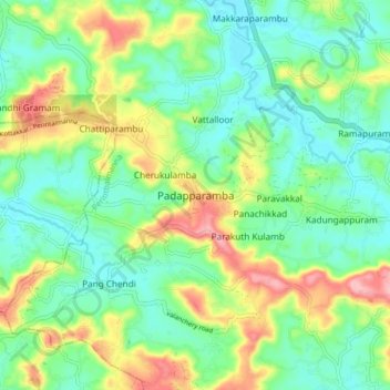 Padapparamba topographic map, elevation, terrain