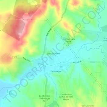 Lord Cochrane topographic map, elevation, terrain