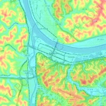 Kenova topographic map, elevation, terrain