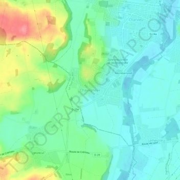 Chavagneux topographic map, elevation, terrain