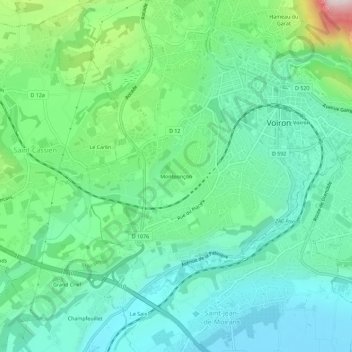 Montponçon topographic map, elevation, terrain