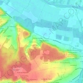 Les Jouanneaux topographic map, elevation, terrain