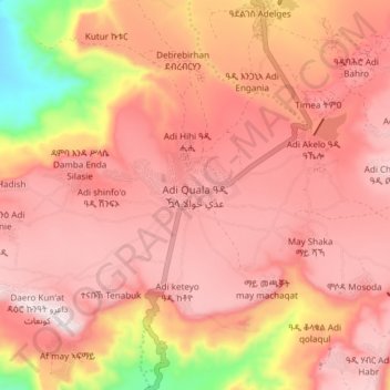 Adi Quala topographic map, elevation, terrain
