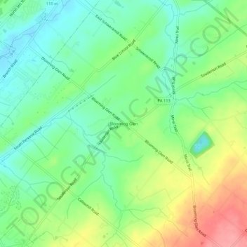 Blooming Glen topographic map, elevation, terrain